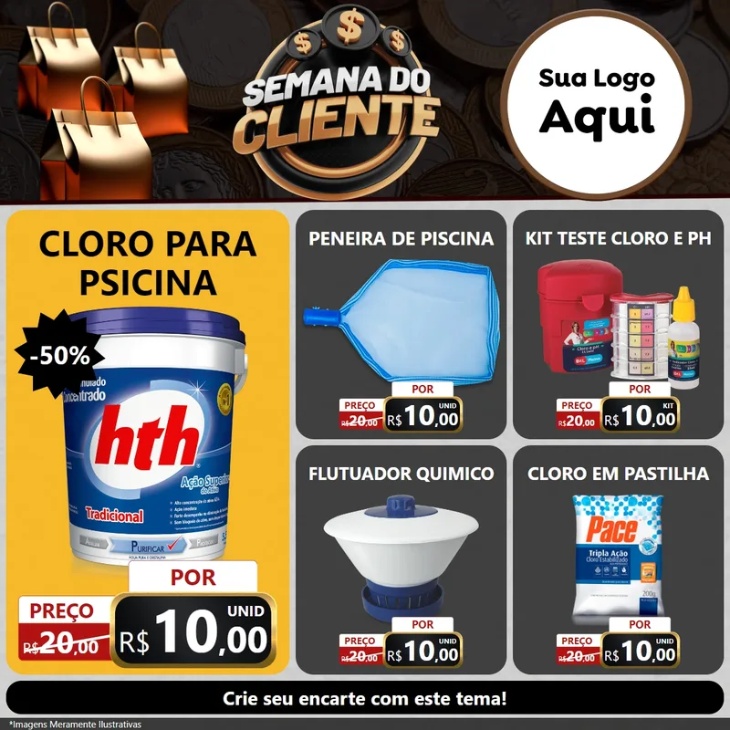 Modelo de Rede Social para Feed Facebook com o tema Semana do Cliente para Produtos para Piscina