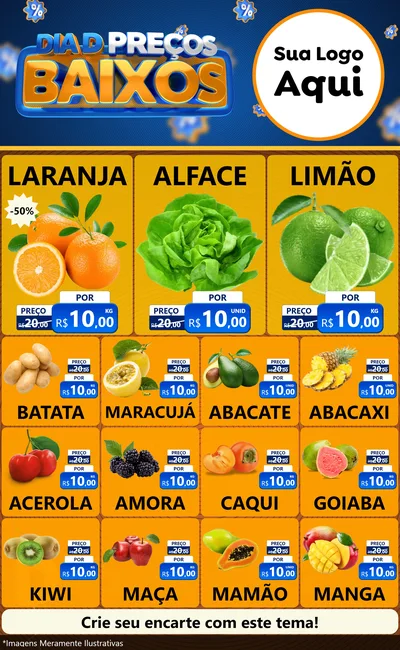 Modelo de Encarte para Encarte Grande com o tema Dia D Preço Baixo para Hortifrúti