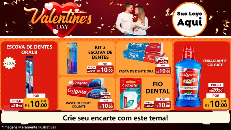 Modelo de TV para TV Horizontal com o tema Valentine's Day para Higiene Pessoal
