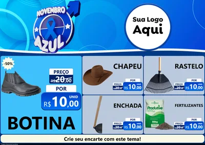 Modelo de Encarte para Encarte A4 Horizontal com o tema Novembro Azul para Agropecuária