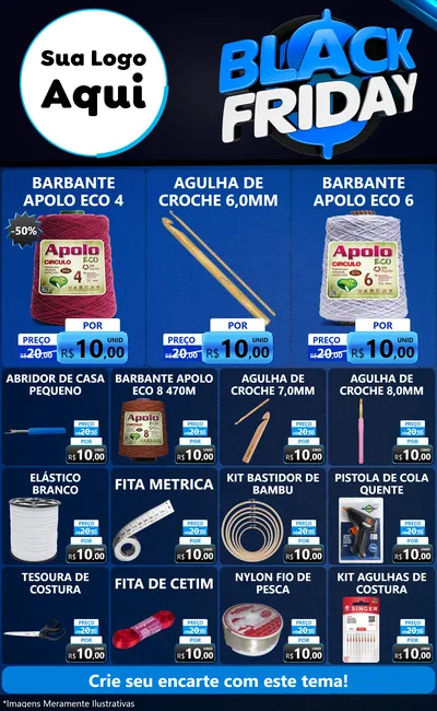 Modelo de Encarte para Encarte Grande com o tema Black Friday para Armarinho e Aviamentos
