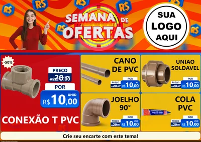 Modelo de Encarte para Encarte A4 Horizontal com o tema Semana de Ofertas para Tubos e conexões
