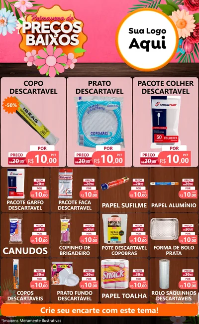 Modelo de Encarte para Encarte Grande com o tema Primavera de Preços Baixos para Embalagens