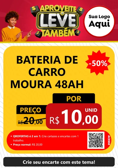 Modelo de Cartaz para Cartaz A4 Vertical com o tema Aproveite e Leve Também para Baterias Elétricas