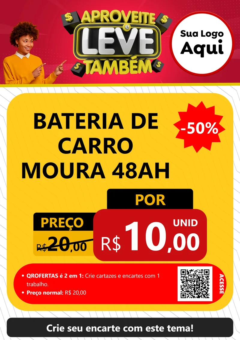 Modelo de Cartaz para Cartaz A4 Vertical com o tema Aproveite e Leve Também para Baterias Elétricas