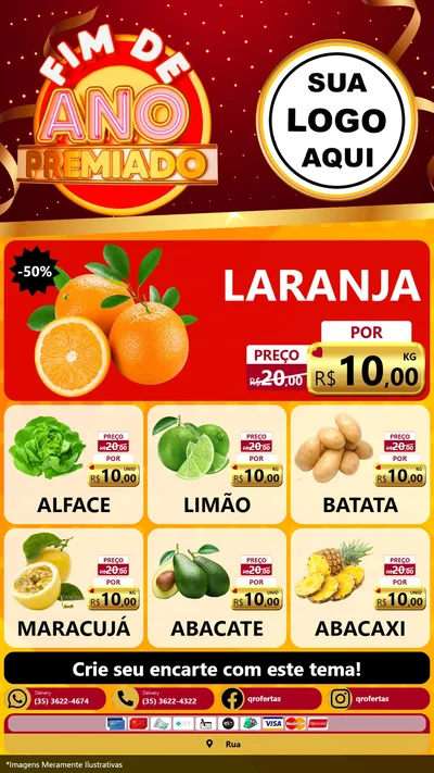Modelo de Rede Social para Stories com o tema Fim de Ano Premiado para Hortifrúti