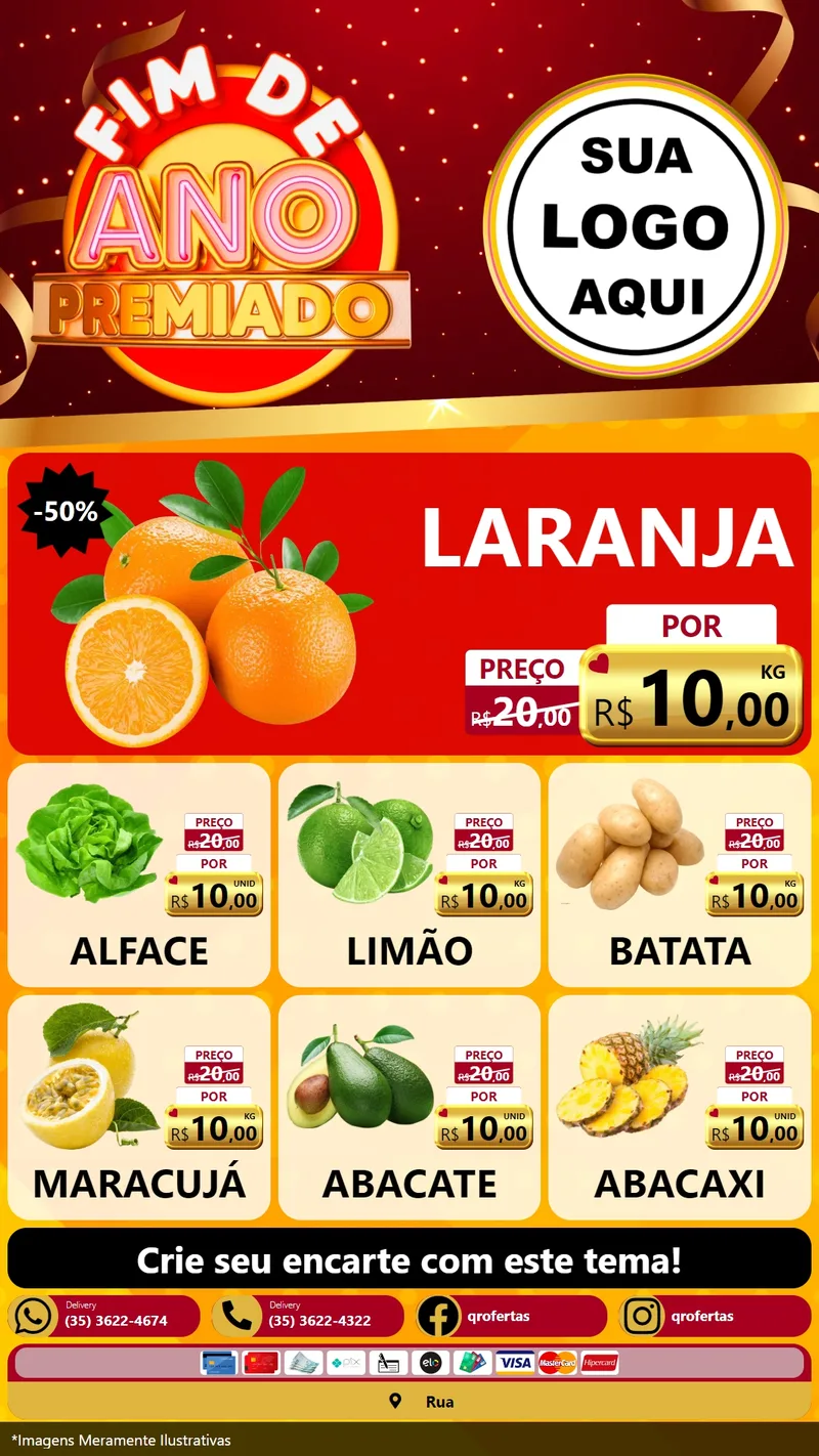 Modelo de Rede Social para Stories com o tema Fim de Ano Premiado para Hortifrúti