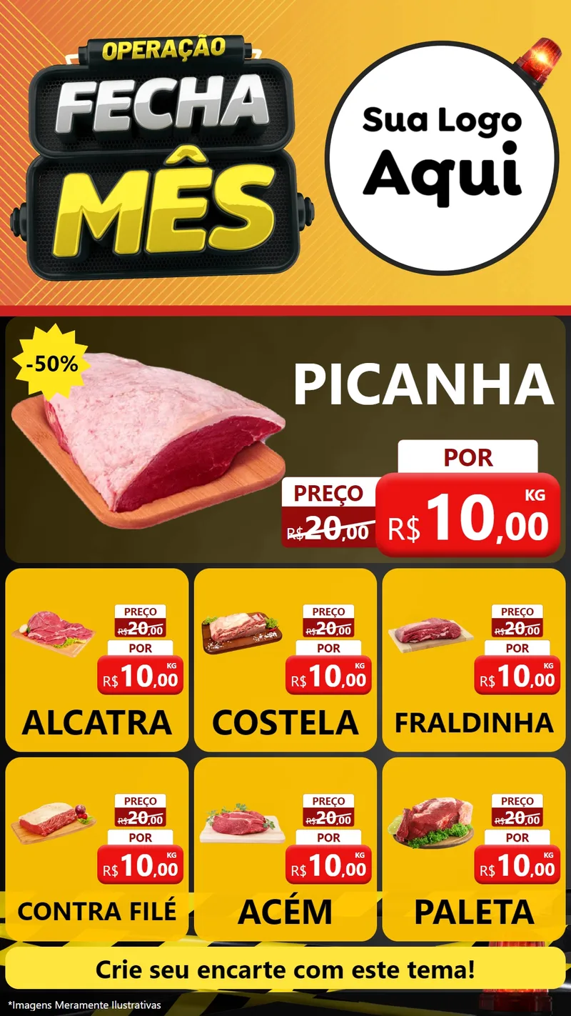 Modelo de Rede Social para Stories com o tema Operação Fecha Mês para Açougue