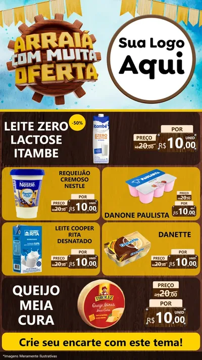 Modelo de TV para TV Vertical com o tema Ofertas de São João - Junina para Frios e Laticínios