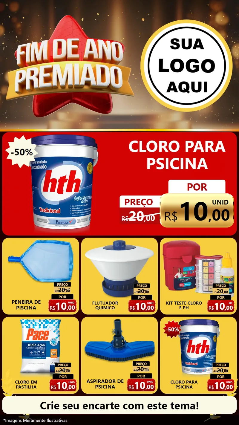 Modelo de Rede Social para Stories com o tema Fim de Ano Premiado para Produtos para Piscina