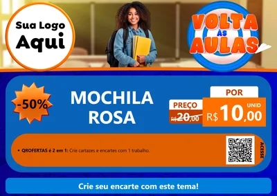 Modelo de Cartaz para Cartaz A4 Horizontal com o tema Volta Às Aulas para Papelaria