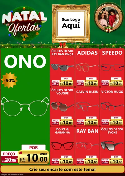 Modelo de Encarte para Encarte A4 Vertical com o tema Natal de Ofertas para Óticas