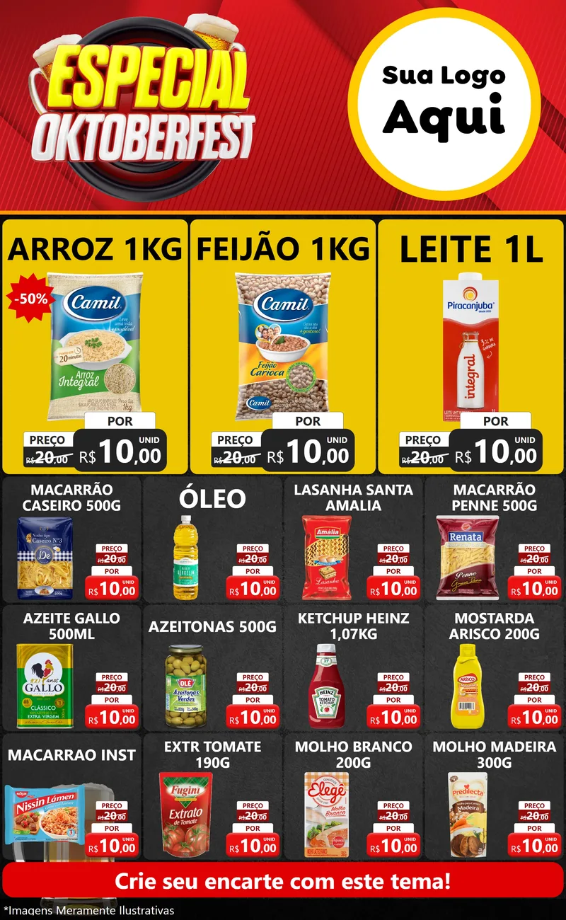 Modelo de Encarte para Encarte Grande com o tema Especial Oktoberfest para Supermercado