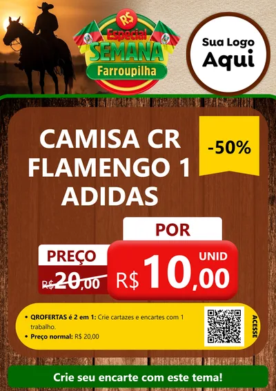 Modelo de Cartaz para Cartaz A4 Vertical com o tema Especial Semana Farroupilha para Roupas e acessórios