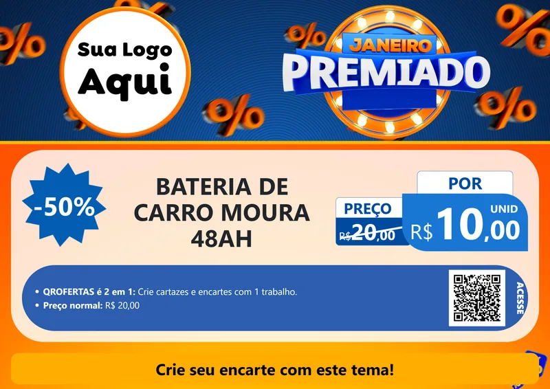 Modelo de Cartaz para Cartaz A4 Horizontal com o tema Janeiro Premiado para Baterias Elétricas