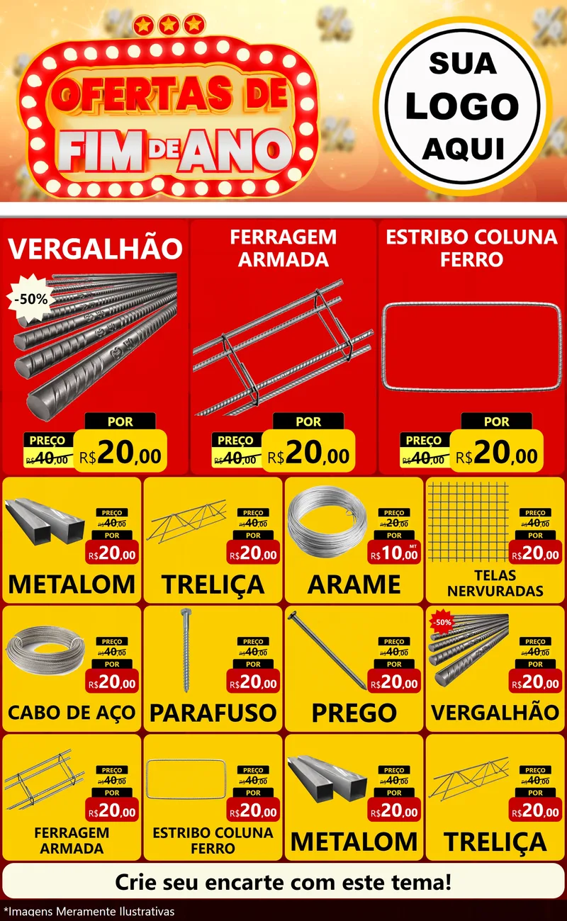 Modelo de Encarte para Encarte Grande com o tema Ofertas de Fim de Ano para Ferragens