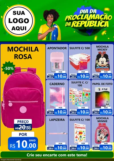 Modelo de Encarte para Encarte A4 Vertical com o tema Dia Da Proclamação Da República para Papelaria