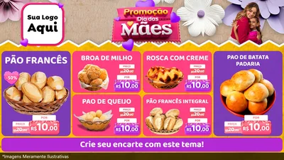 Modelo de TV para TV Horizontal com o tema Promoção Dia das Mães para Padaria