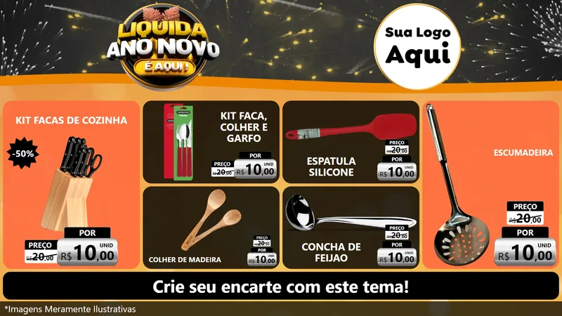 Modelo de TV para TV Horizontal com o tema Liquida Ano Novo É Aqui! para Utilidades Domésticas