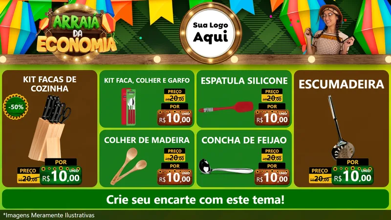 Modelo de TV para TV Horizontal com o tema Arraiá de Economia para Utilidades Domésticas