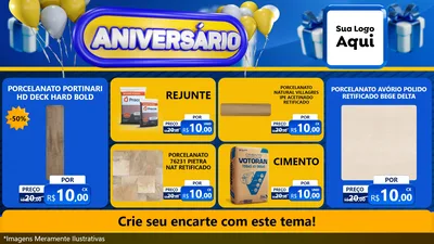 Modelo de TV para TV Horizontal com o tema Aniversário para Pisos e revestimentos