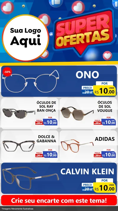 Modelo de TV para TV Vertical com o tema Super Ofertas para Óticas