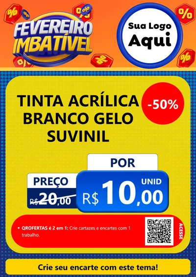 Modelo de Cartaz para Cartaz A4 Vertical com o tema Fevereiro Imbatível para Tintas e Ferramentas