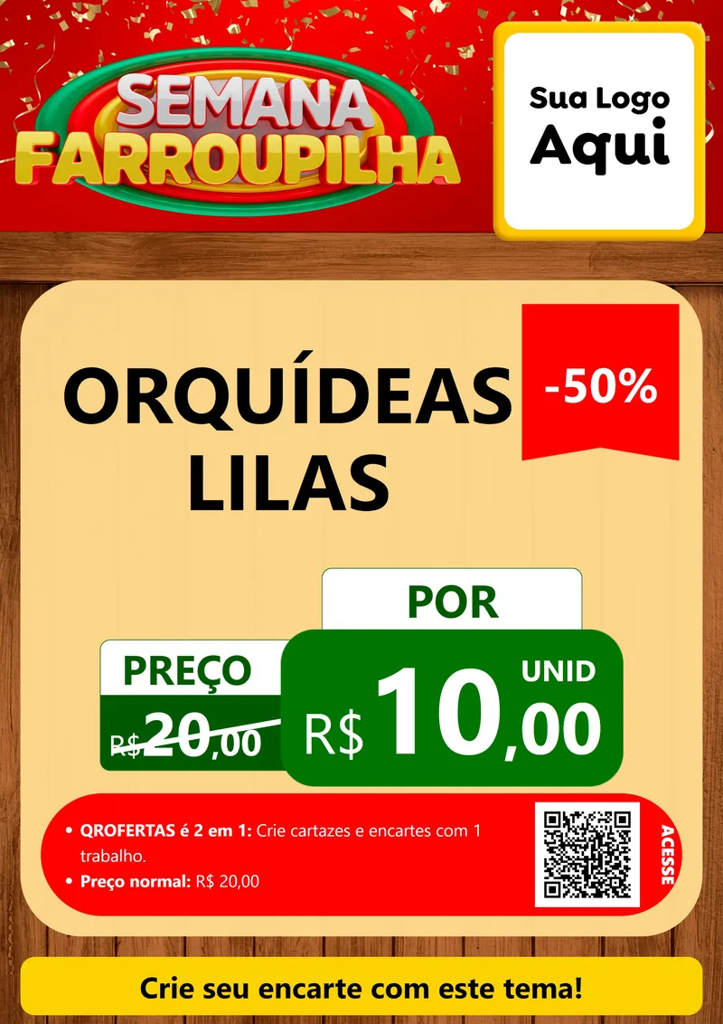 Modelo de Cartaz para Cartaz A4 Vertical com o tema Semana Farroupilha para Floricultura e jardim