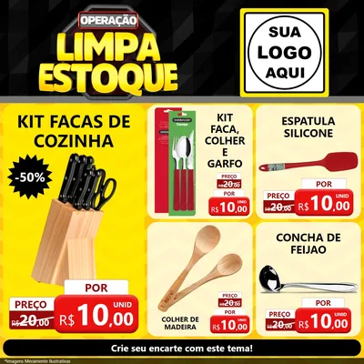 Modelo de Rede Social para Feed Facebook com o tema Operação Limpa Estoque para Utilidades Domésticas