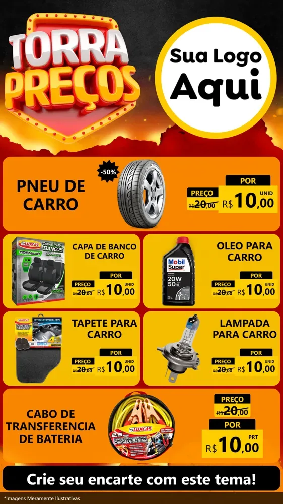 Modelo de TV para TV Vertical com o tema Torra Preços para Auto peças