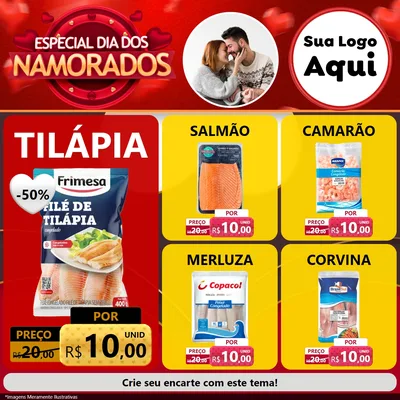 Modelo de Rede Social para Feed Facebook com o tema Especial Dia Dos Namorados para Peixaria