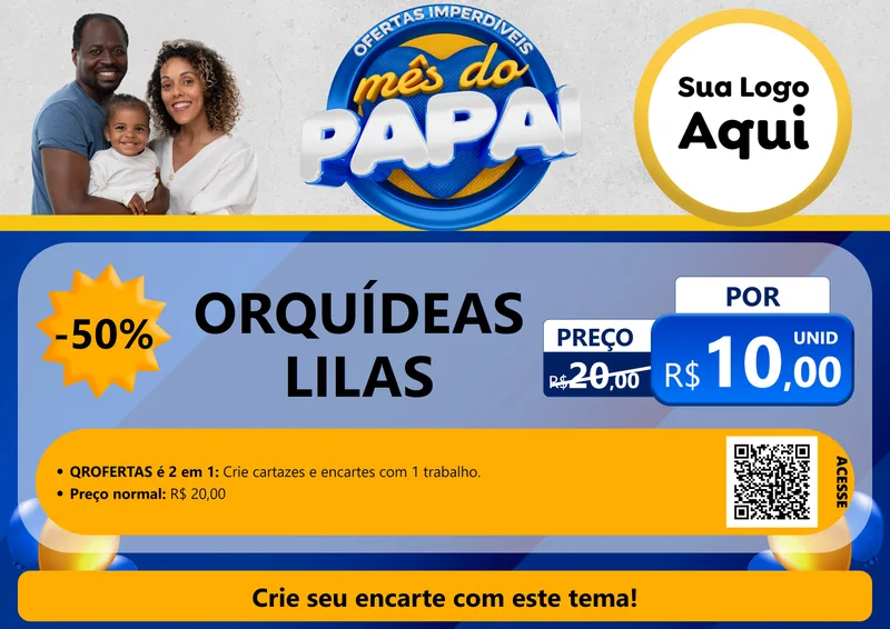 Modelo de Cartaz para Cartaz A4 Horizontal com o tema Ofertas Imperdíveis Mês Do Papai para Floricultura e jardim