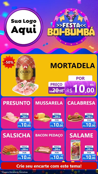 Modelo de Rede Social para Stories com o tema Festa Boi-Bumbá para Frios e Laticínios