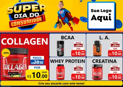 Modelo de Encarte para Encarte A4 Horizontal com o tema Super Dia do Consumidor para Suplementos alimentares