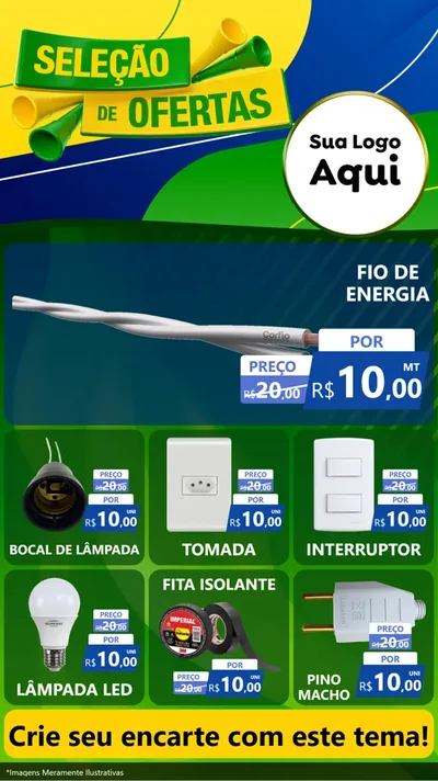 Modelo de Rede Social para Stories com o tema Seleção de Ofertas - Copa para Materiais Elétricos
