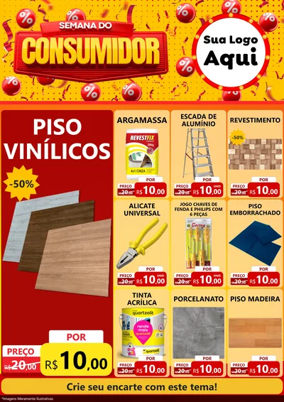 Modelo de Encarte para Encarte A4 Vertical com o tema Semana do Consumidor para Material para Construção