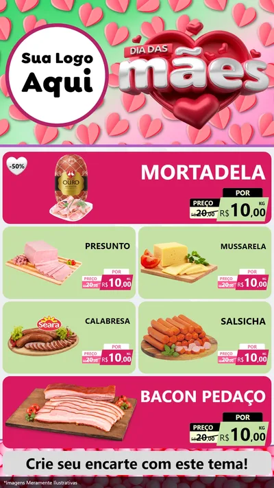 Modelo de TV para TV Vertical com o tema Dia das Mães para Frios e Laticínios