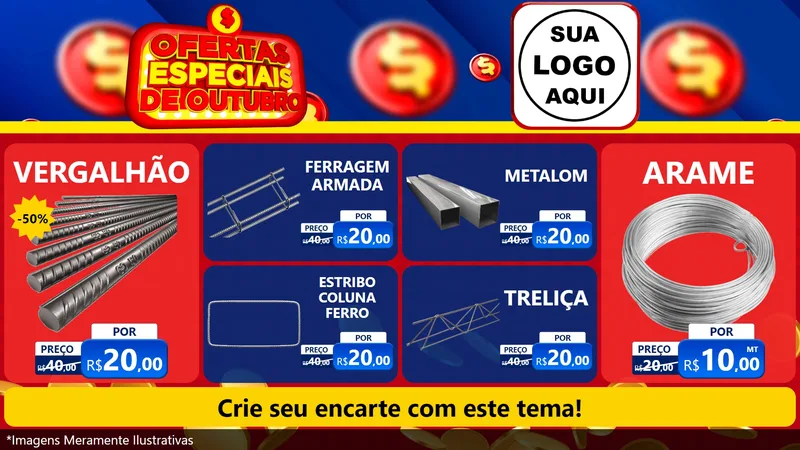 Modelo de TV para TV Horizontal com o tema Ofertas Especiais de Outubro para Ferragens