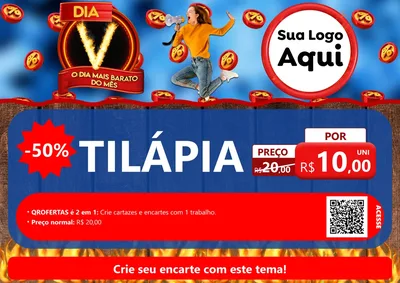 Modelo de Cartaz para Cartaz A4 Horizontal com o tema Dia V - O Dia Mais Barato Do Mês para Peixaria