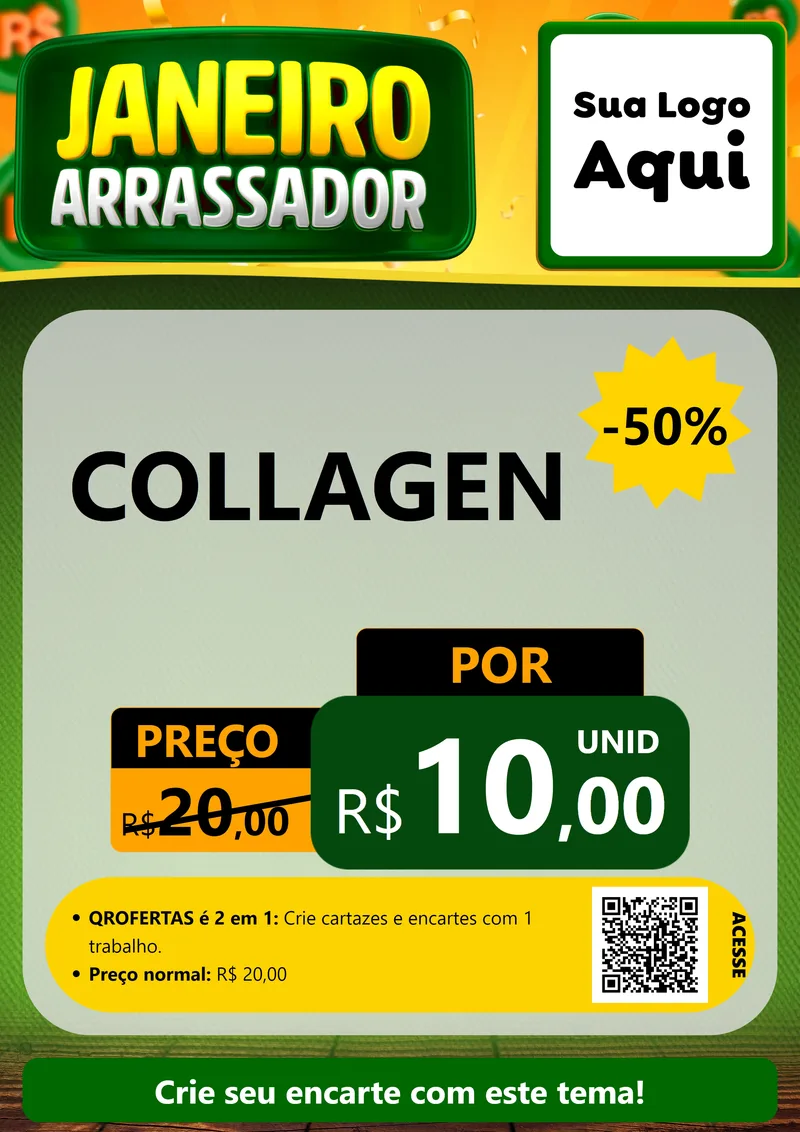 Modelo de Cartaz para Cartaz A4 Vertical com o tema Janeiro Arrasador para Suplementos alimentares