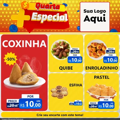 Modelo de Rede Social para Feed Facebook com o tema Quarta Mais Especial para Salgadaria