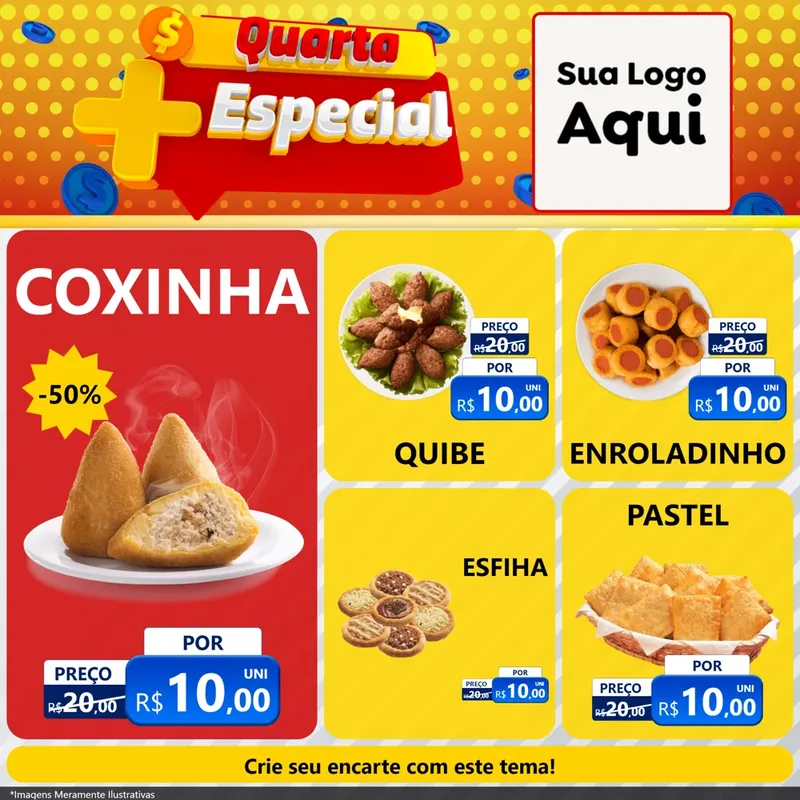 Modelo de Rede Social para Feed Facebook com o tema Quarta Mais Especial para Salgadaria