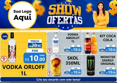 Modelo de Encarte para Encarte A4 Horizontal com o tema Show de Ofertas para Distribuidora de bebidas