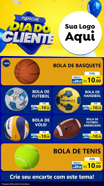 Modelo de TV para TV Vertical com o tema Especial Dia do Cliente para Artigos Esportivos