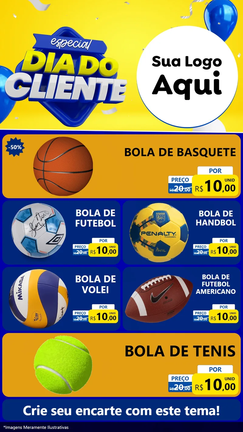 Modelo de TV para TV Vertical com o tema Especial Dia do Cliente para Artigos Esportivos