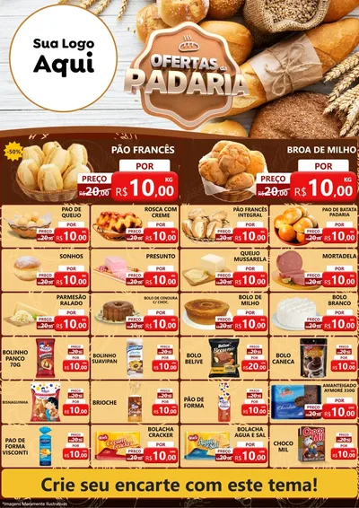 Modelo de Encarte para Encarte A4 Vertical com o tema Ofertas da Padaria para Padaria