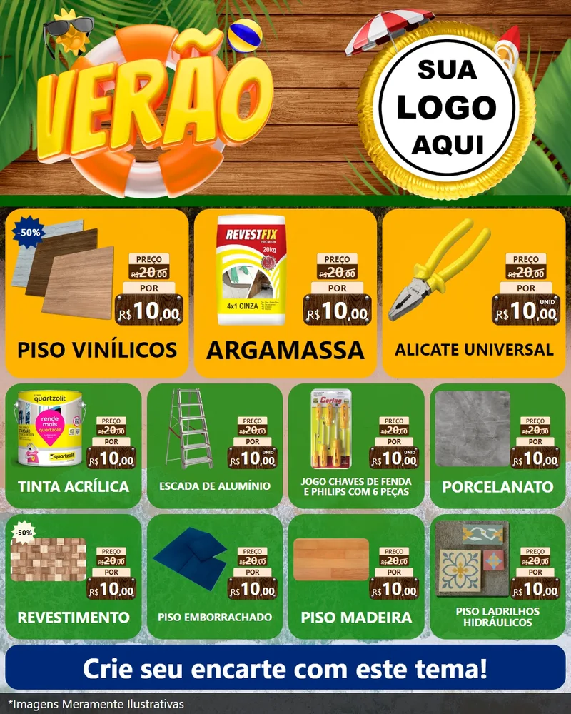 Modelo de Rede Social para Feed Instagram com o tema Verão para Material para Construção