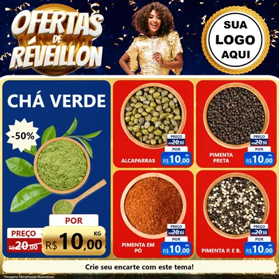 Modelo de Rede Social para Feed Facebook com o tema Ofertas de Réveillon para Produtos Naturais