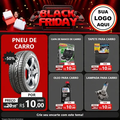 Modelo de Rede Social para Feed Facebook com o tema Black Friday para Auto peças