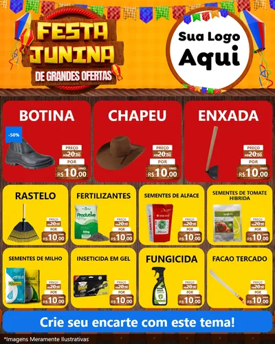 Modelo de Rede Social para Feed Instagram com o tema Festa Junina de Grandes Ofertas para Agropecuária